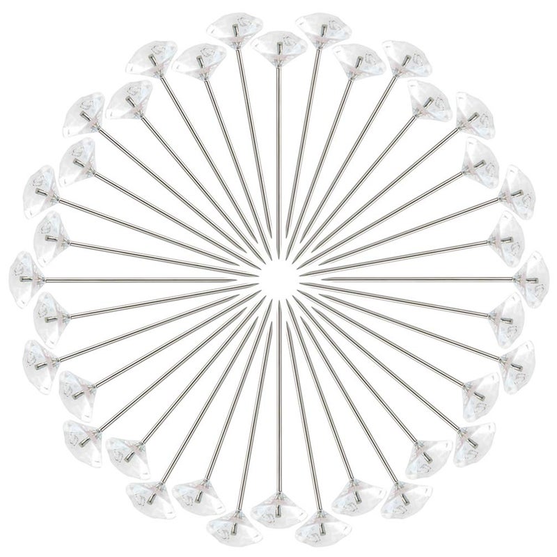 Tongcloud 300pcs Flower Pins - Corsages, Wedding Bouquet Pins - Crystal, Floral, Clear (Transparent, 2'') - Image 2